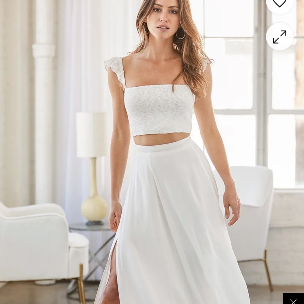 Elegant White Set, Maxi Skirt & Matching Bandeau Top